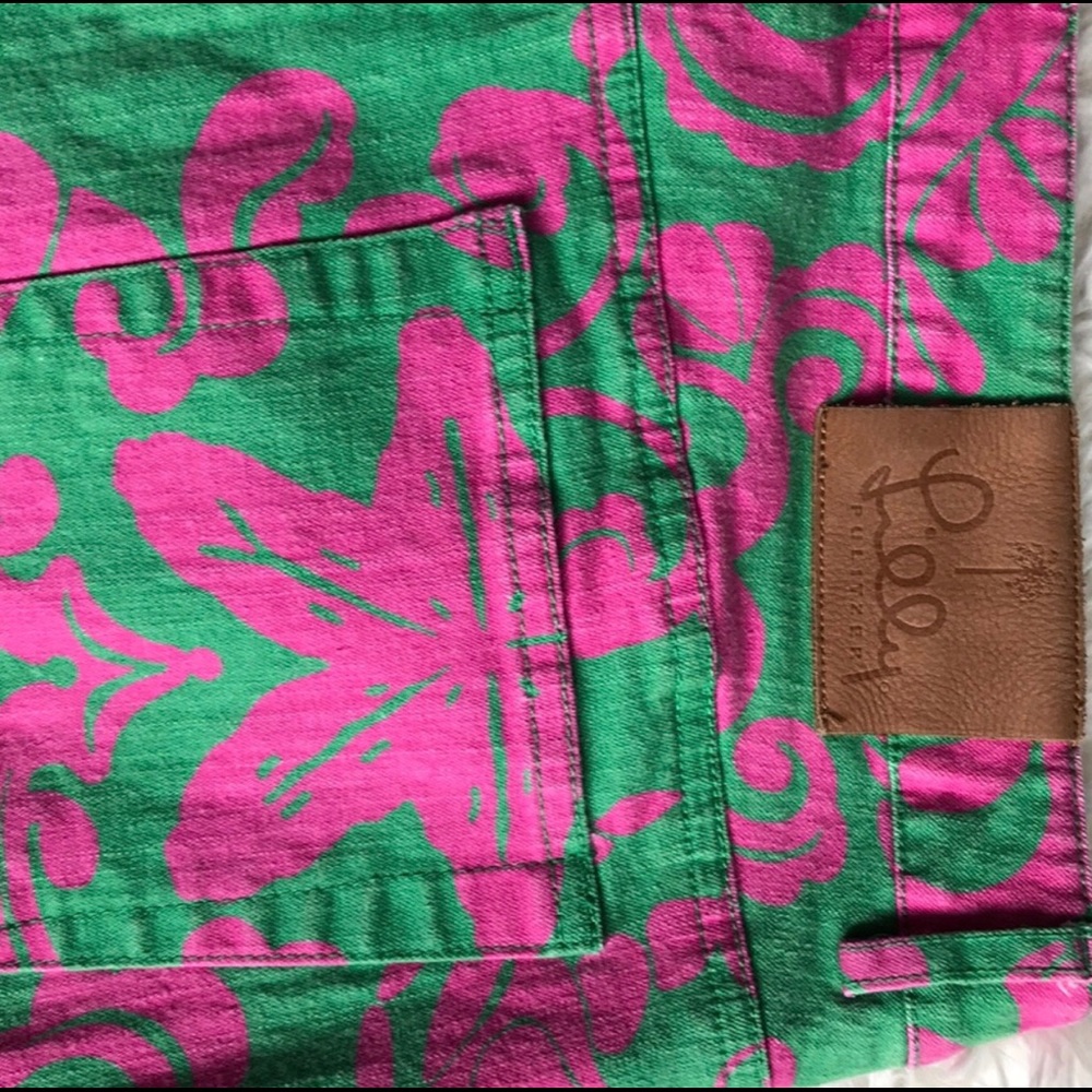 Lilly Pulitzer pink & green jeans